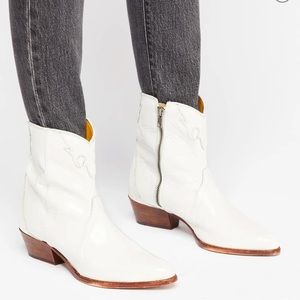 Free People Western White Patent Leather Boots